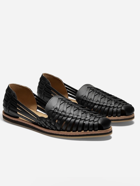 Nisolo Black Woven Leather Huarache Sandals main image 3